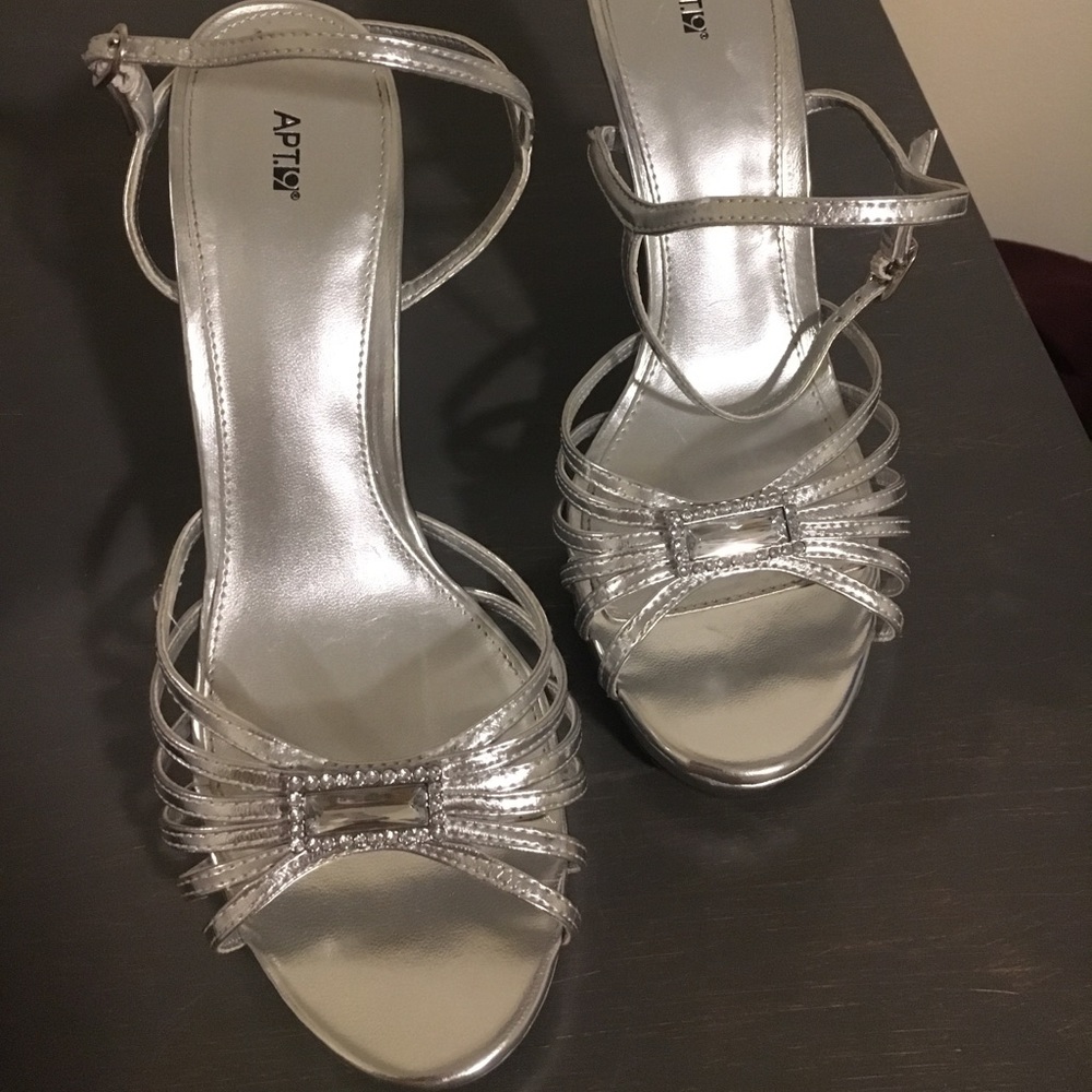 Silver Formal Heels- adjustable ankle buckle